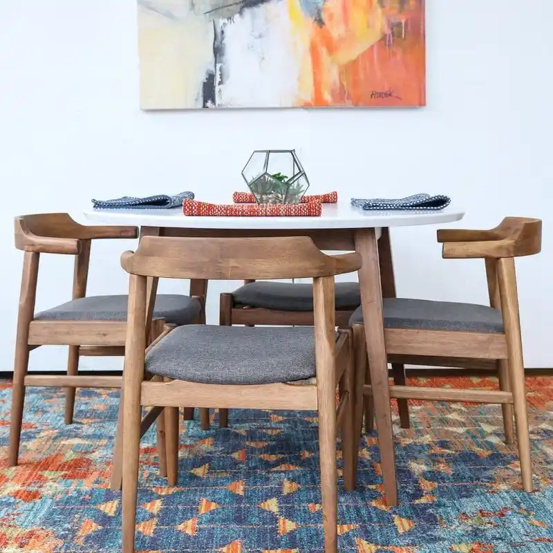 Modern Solid Wood Walnut Dining Table and 4-Chair Set