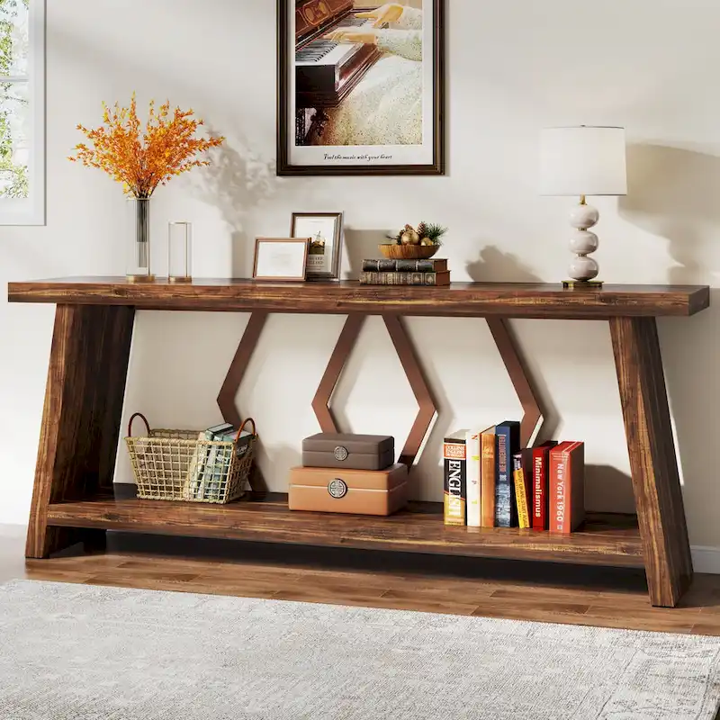 Console Table with Storage Shelf