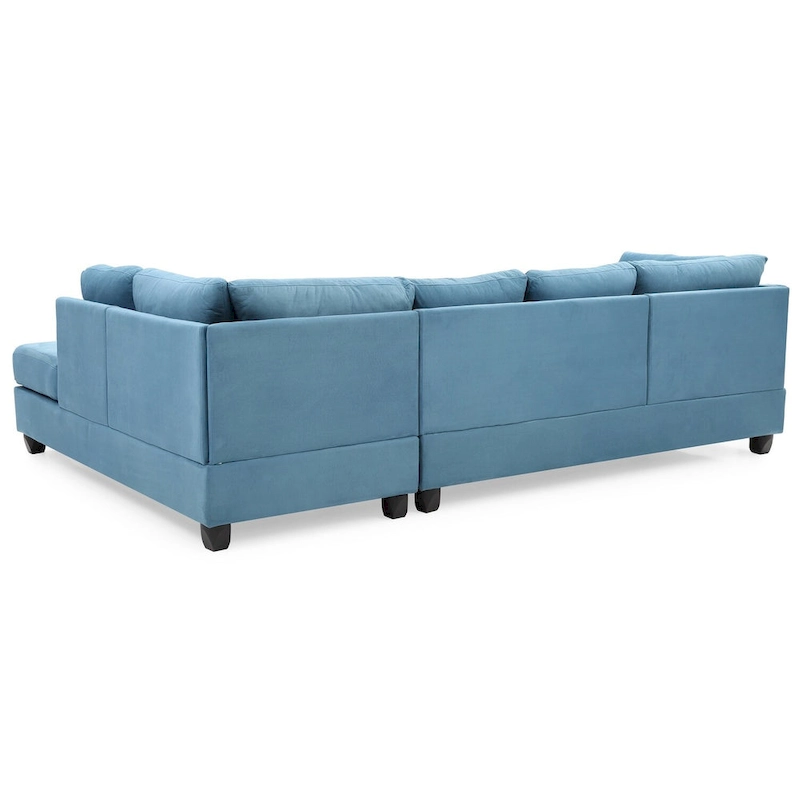 Malone 111 in. Suede 4-Seater Sectional Sofa with 2-Throw Pillow - 111 L x 78 W x 34 H