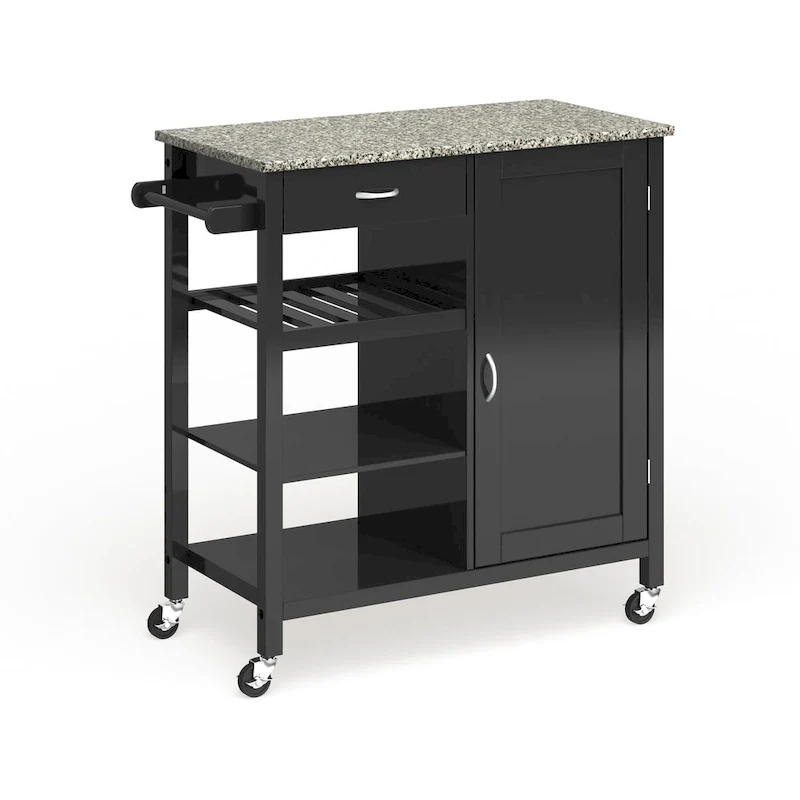 Porch & Den Ringsby Wooden 3-shelf Kitchen Cart