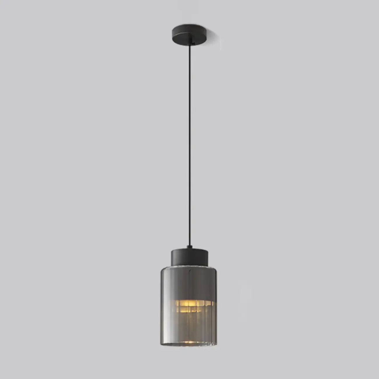 Minimalist Brass Clear Glass Cylinder Hanging Pendant Light