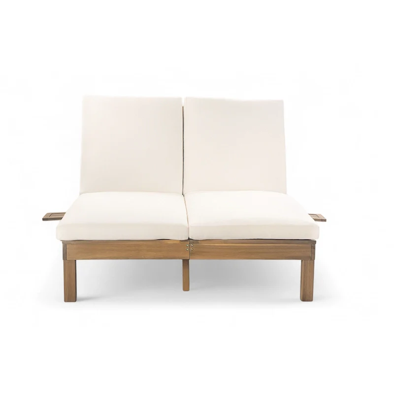 5-Position Adjustable Backrest Double Chaise Lounge Outdoor, Outdoor Chaise Lounge