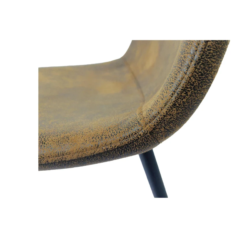 4 Dining Chairs with Spoon Shaped Seats and Black Metal Legs