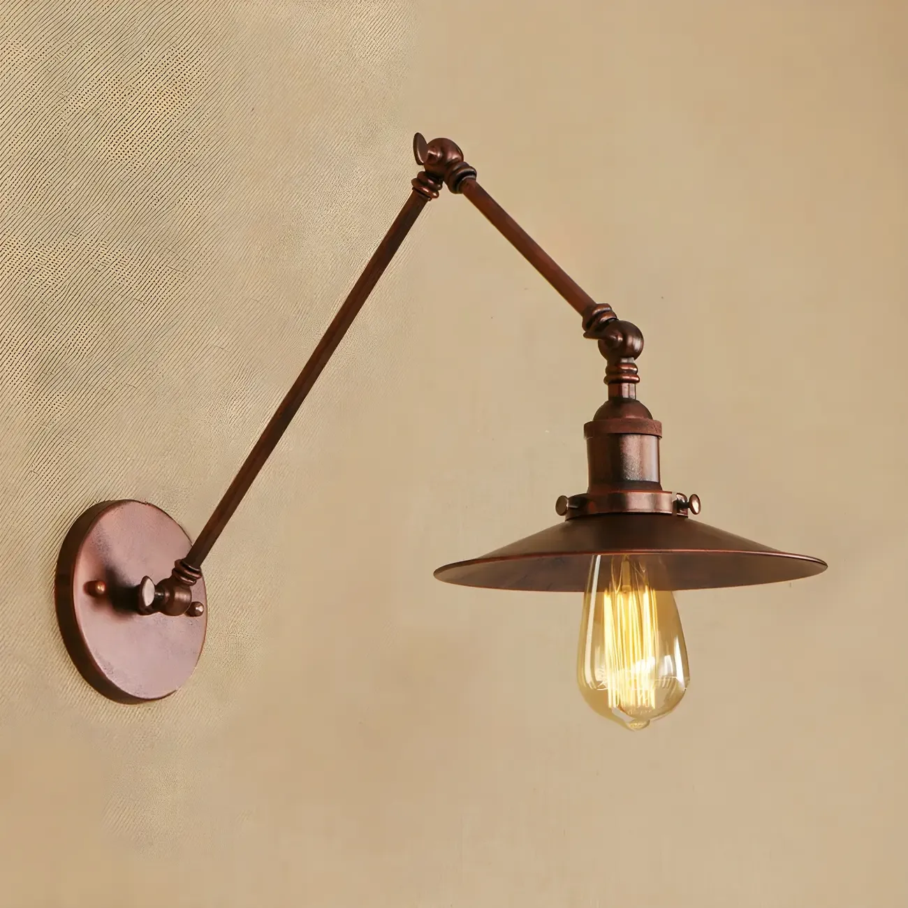 Industrial Metal Flat-Shade Swing Arm Wall Light