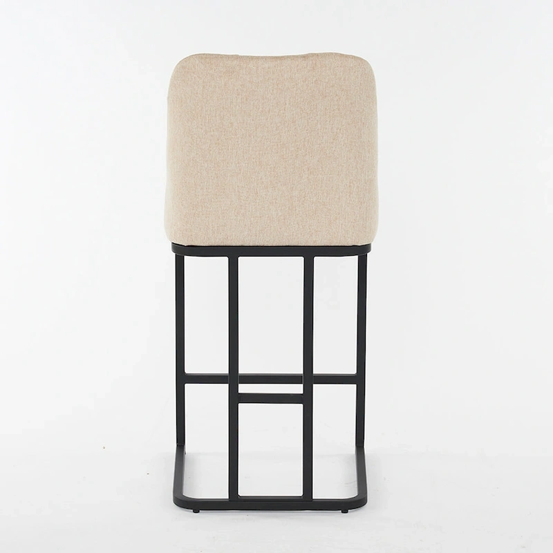 Upholstered Bar Stools Set of 2, Counter Height Bar Stools with Button-Tufted Backrest, Kitchen Island Chairs with Metal Frame