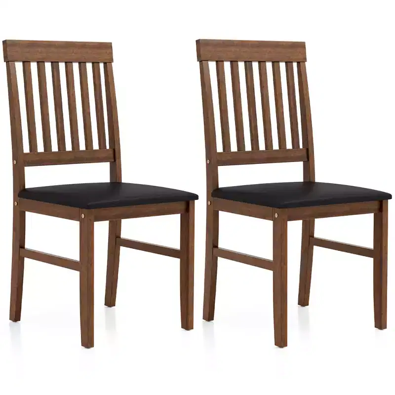 Heynemo Wooden Dining Chairs Set of 2, Modern Dining Chairs with Rubberwood Legs, 350LBS Capacity, Leather Side Seat for Kitchen, Set of 1, Brown