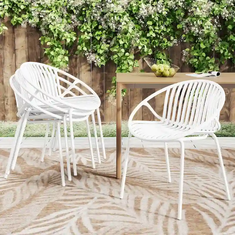 Patio Dining Chairs Stackable Chairs with Breathable Design