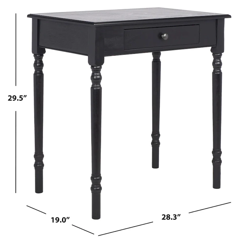 Classic 1-Drawer Writing Desk with Turned Legs & Rich Brown Top