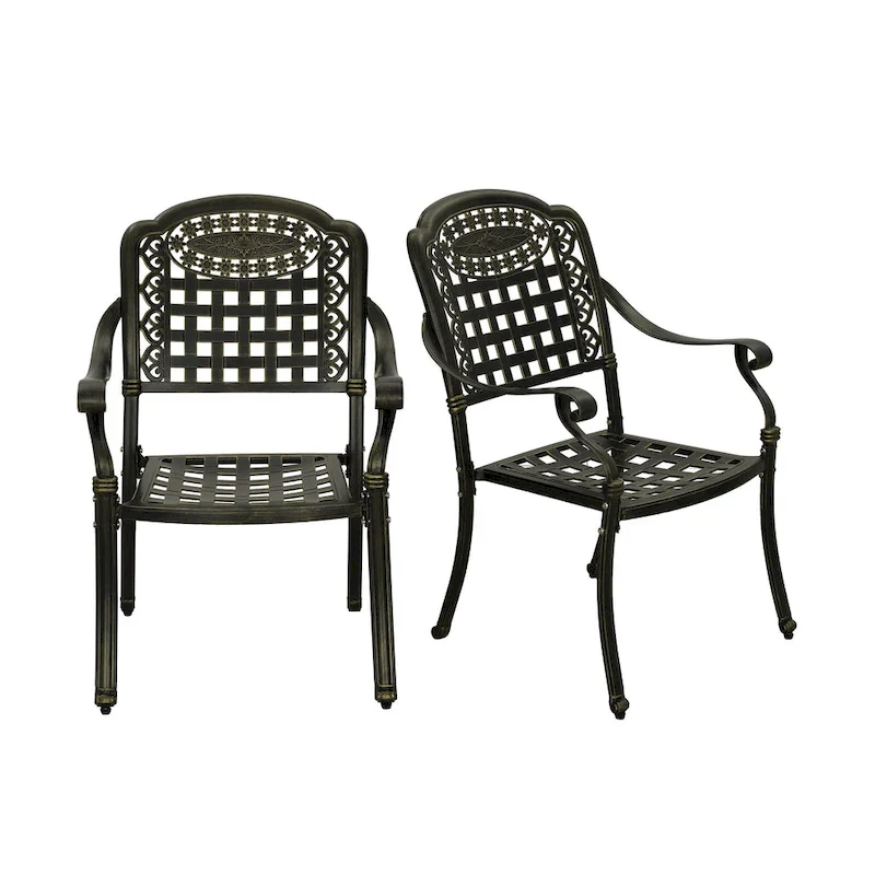 Clihome Cast Aluminum Patio Dining Chairs (Set of 2)