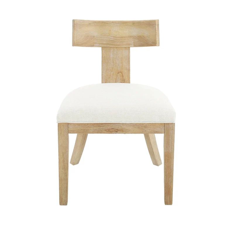 Fescue Fabric and Rubberwood Slat Back Upholstered Dining Chair