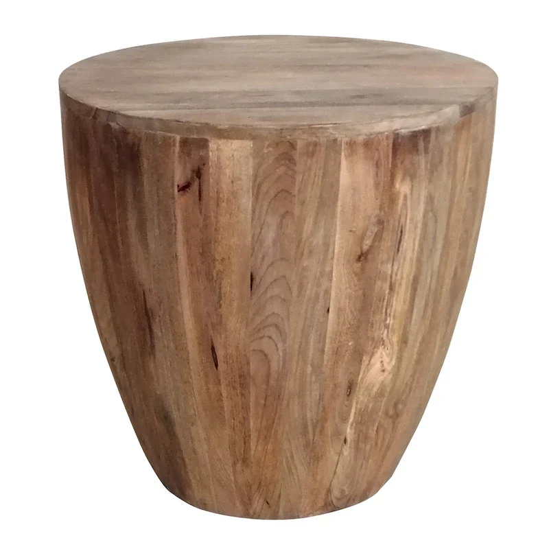 Brown Round Mango Wood Side Table