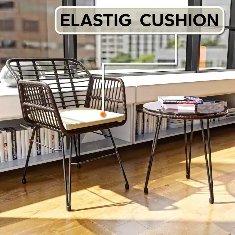UPTIOT 3 Piece Wicker/rattan Seating Group With Cushions