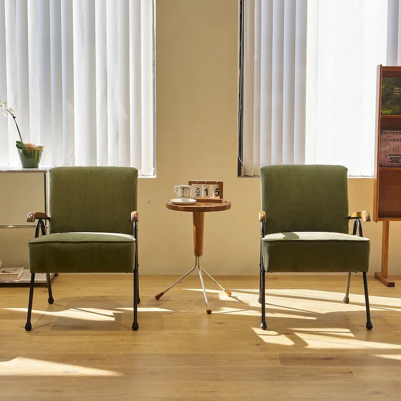 Green Modern 20   High Back Upholstered Accent Chair with Metal Legs