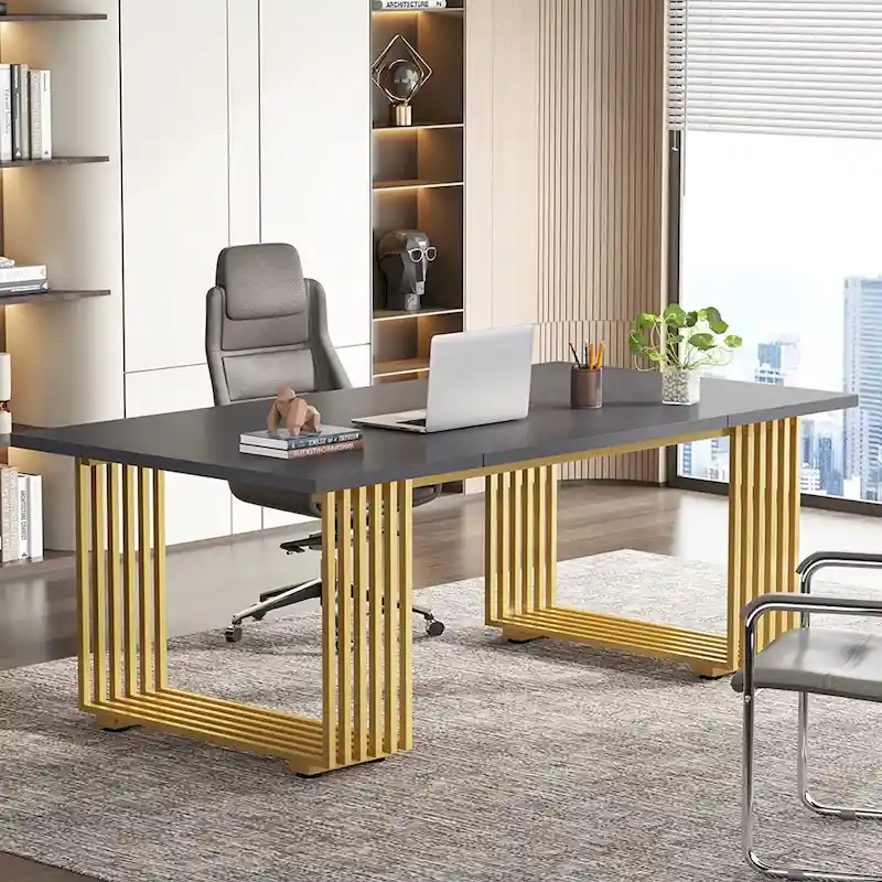 70.9 Modern Office Desk, Wood Computer Desk Large Executive Desk