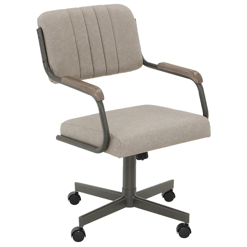 Chromcraft Douglas Caster Dining Chairs in Sea Gray, Gray Finish (Set of 2)