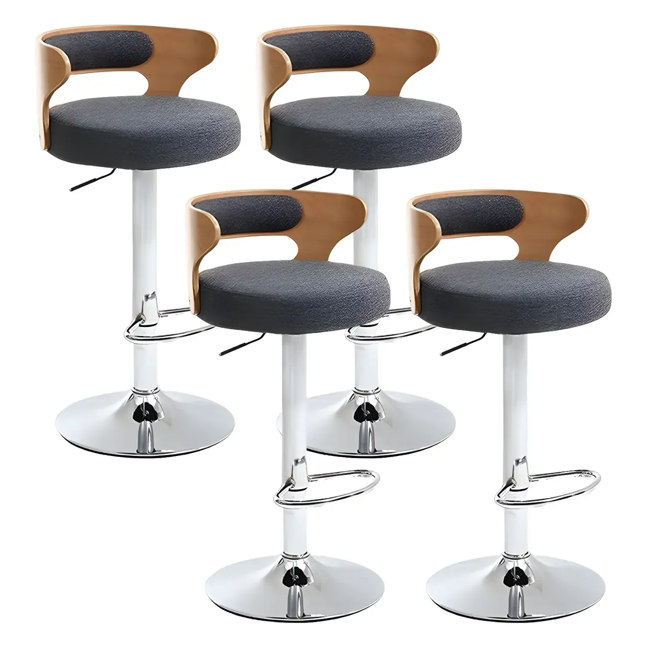 Adjustable Round Leather Swivel Bar Stools with Back