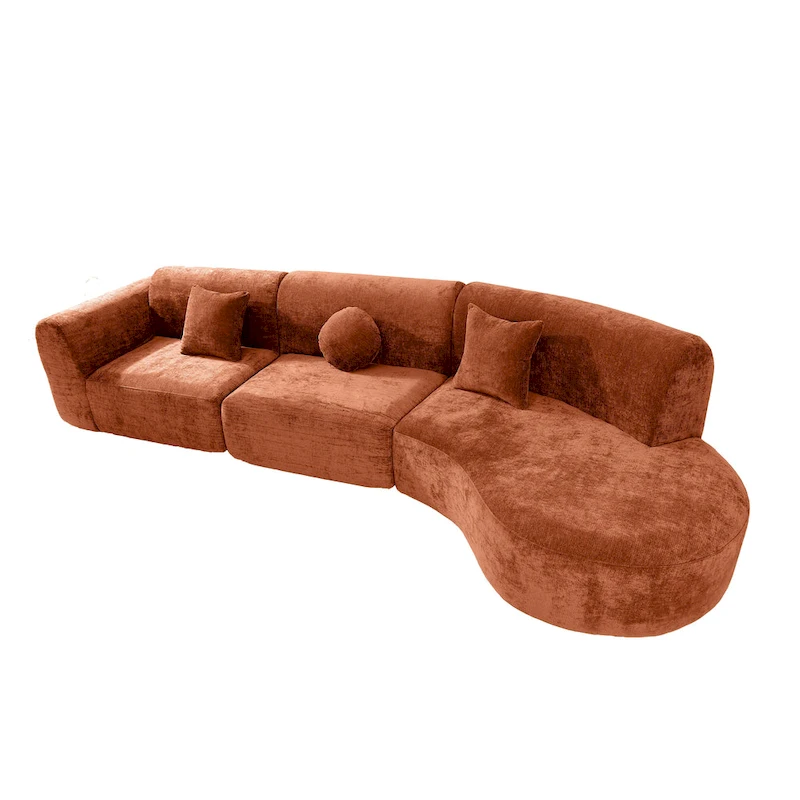 Christopher Knight Home- Buker Curved Polyester Sectional Sofa