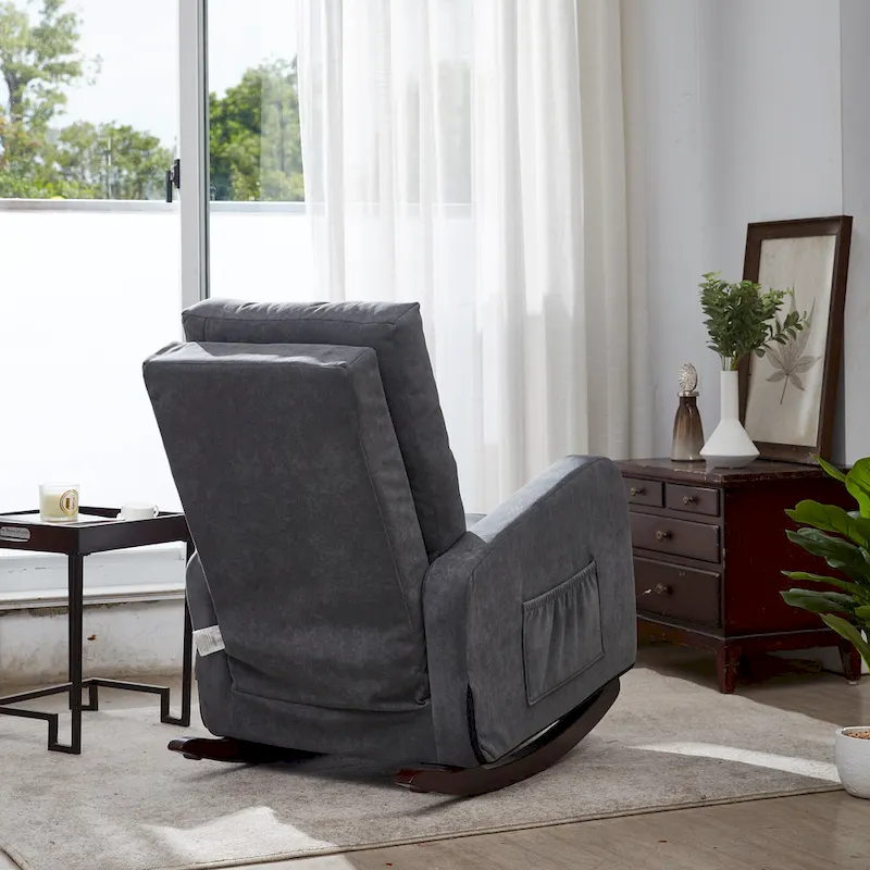 Upholstered Rocking Chair with High Backrest