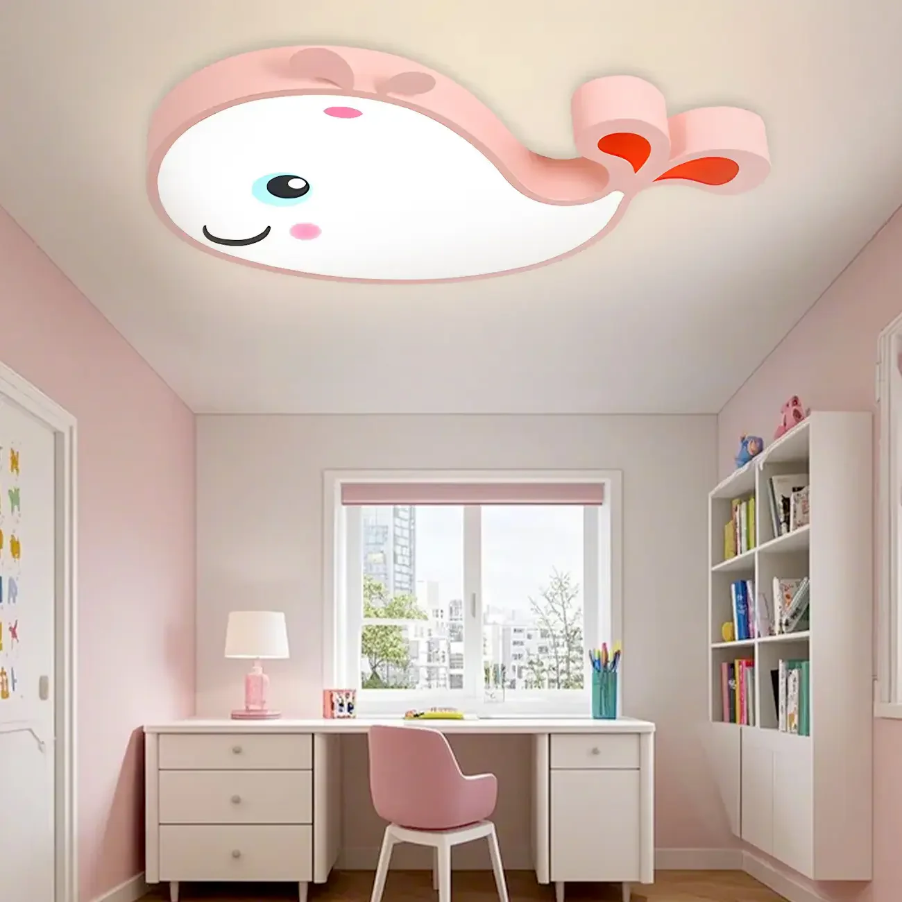 Kids LED Flush Ceiling Light with Dolphin Shape for Bedroom