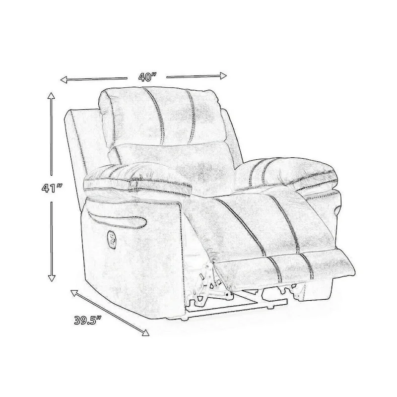 Dual Power Recliner Chair, Adjustable Headrest, Gray Faux Leather