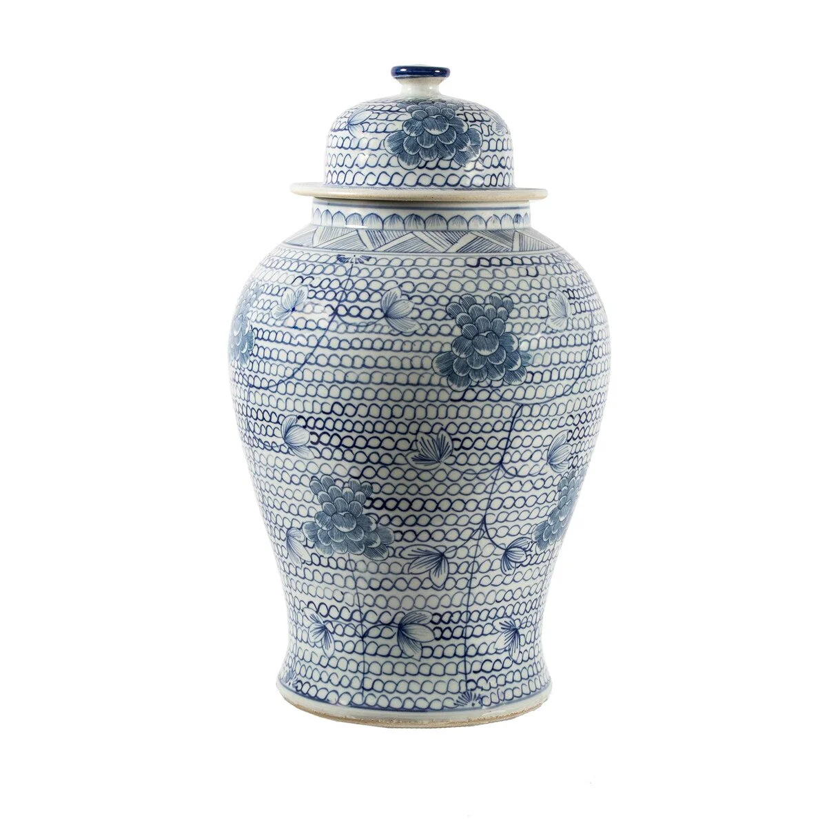 Handmade 16 Blue and White Decorative Porcelain Temple Jar