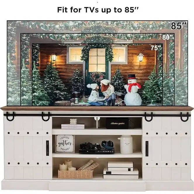Modern Grey Sideboard Buffet Cabinet with 3 Drawers & Adjustable Shelves