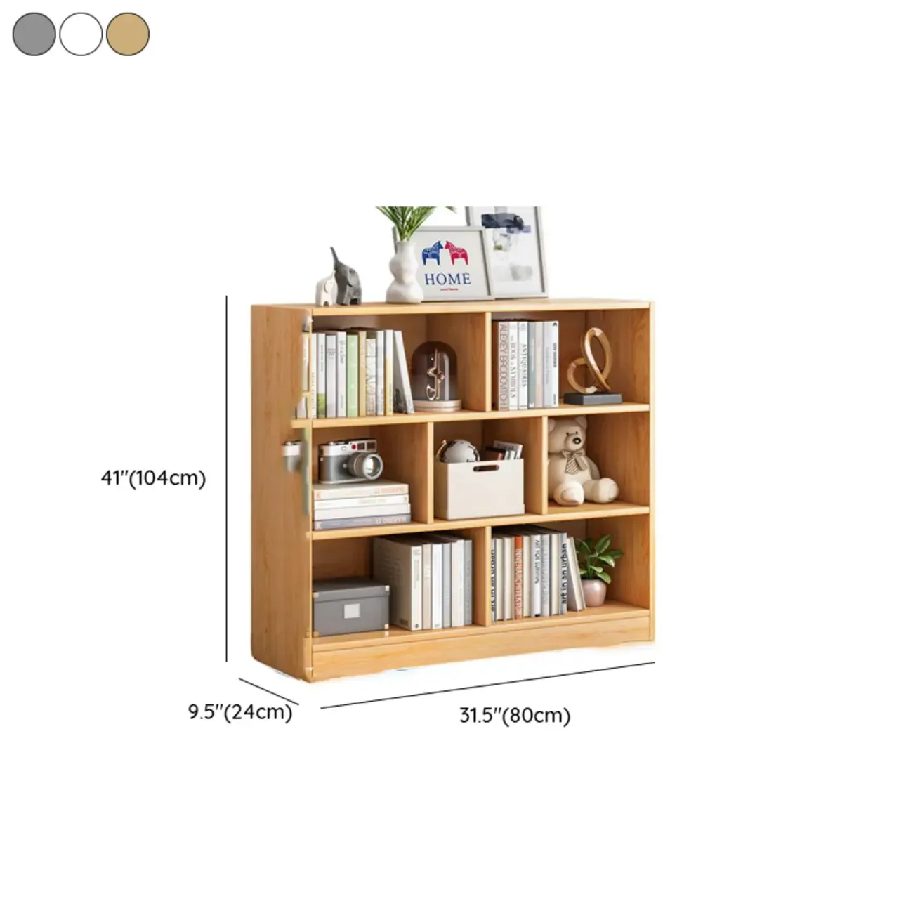 Simple Natural Finish Modular Vertical Wood Bookcase