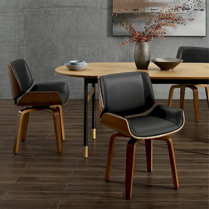 Art Leon Swivel Wooden Upholstered Dining Chairs (Set of 2)