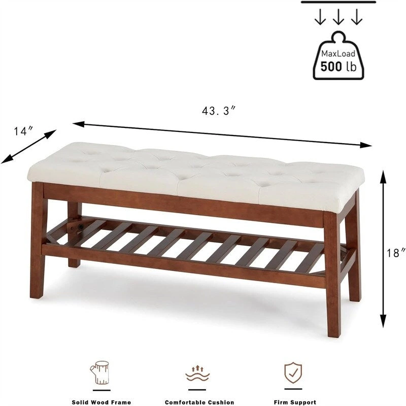 Shoe Bench Entryway - 43.3 D x 14 W x 18 H