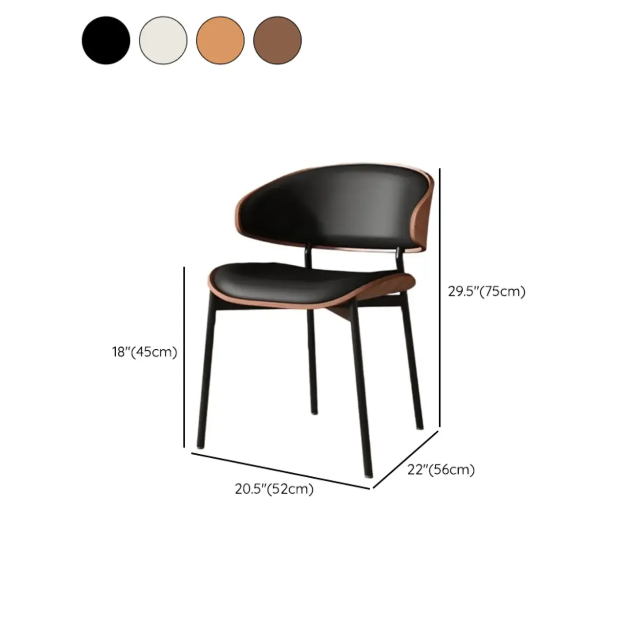 Art Deco Faux Leather Low Back Dining Chair