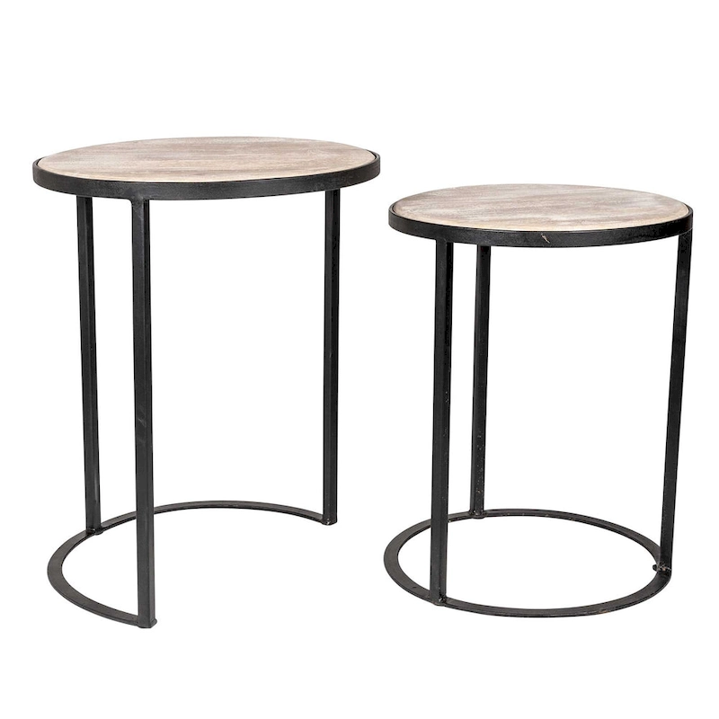 Natural Wood And Iron Nesting Accent Tables (Set of 2) by East at Main