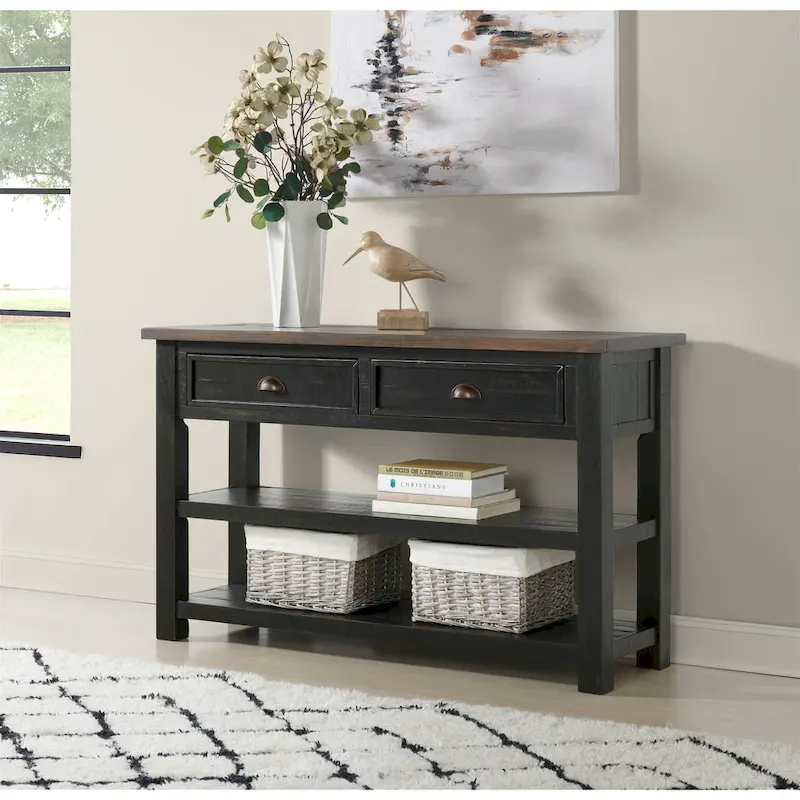 The Gray Barn Downington Solid Wood 2-Drawer Sofa Console Table