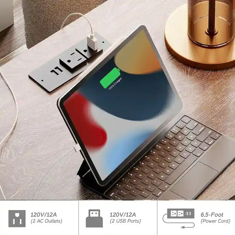 WAMPAT Farmhouse 3PCS Bedroom Set, 59 W Large Sideboard Buffet Cabinet,and Wood Nightstands Set of 2 with Charging Station