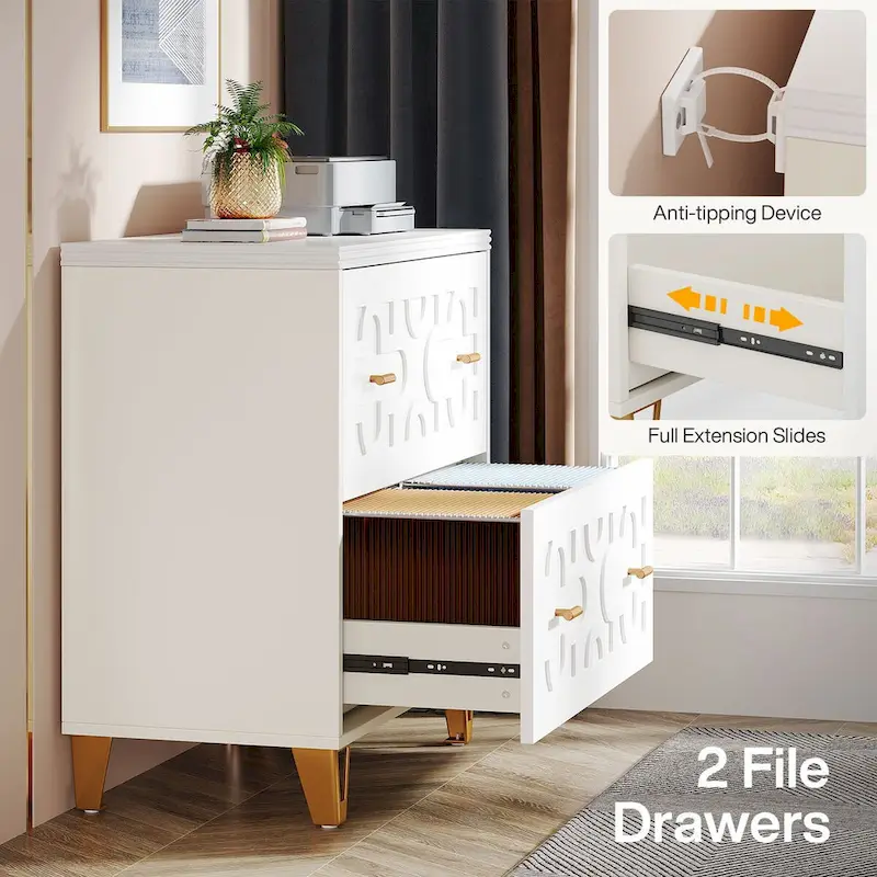 2-Drawer Filing Cabinet with White Finish