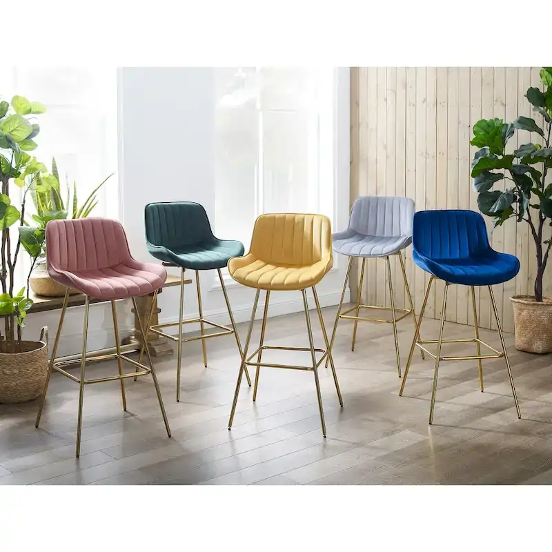 Modern Swivel Velvet Barstool