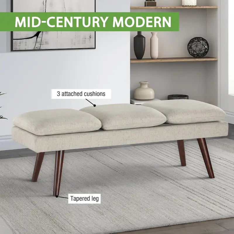 Amanda 54 Mid-Century Bench