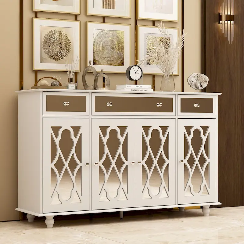 55W Mirrored Credenza Sideboards Buffets Cabinet Bookcase Living Room