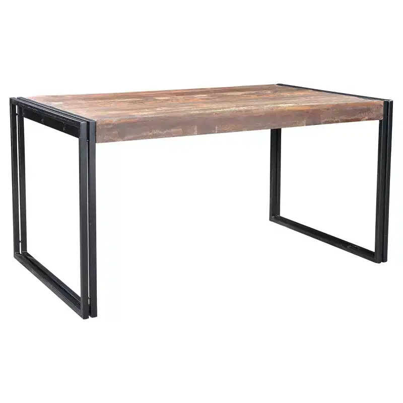 71" Old Reclaimed Wood Dining Table with Iron Legs Natural/Black - Timbergirl: Sturdy, Rustic, Non-Extension, Seats 6