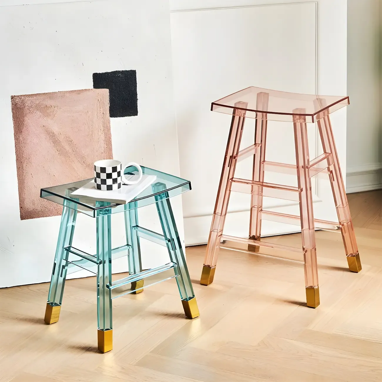 Vibrant Colors Acrylic Chic Coffee Chair Stackable Bar Stool