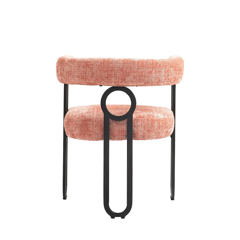 Pink 23.62 Upholstered Barrel Chair with Black Iron Frames