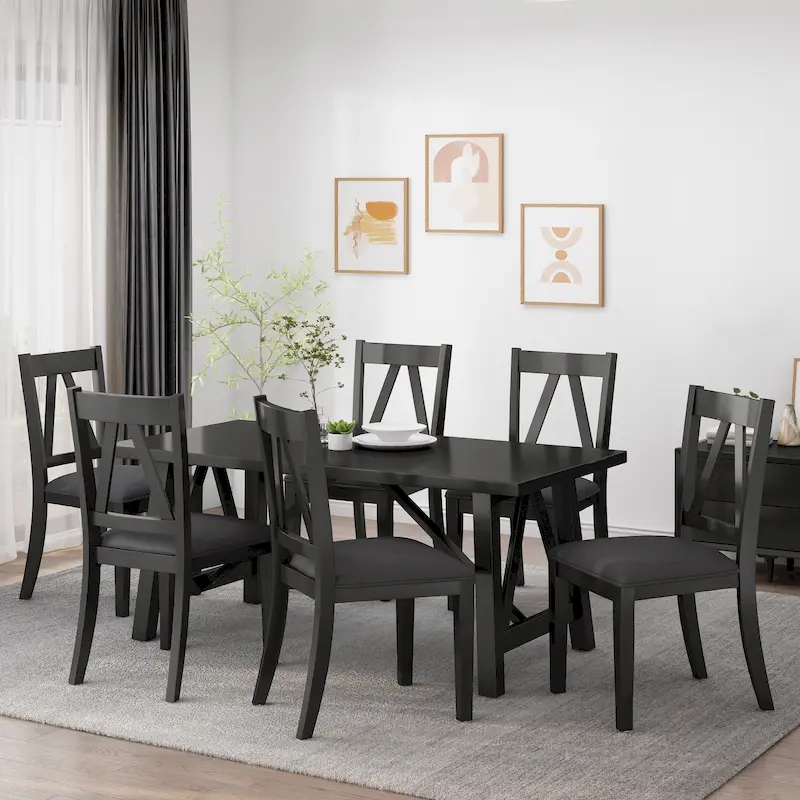 Fairgreens Farmhouse Wood 7 Piece Dining