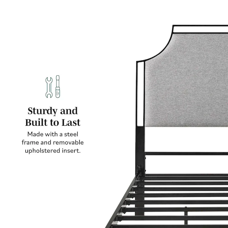 Middlebrook Designs Upholstered Curved Metal Queen Bedframe