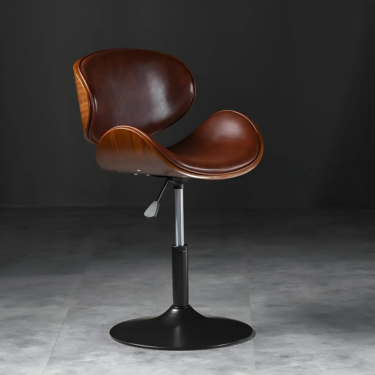 Modern Adjustable Leather Swivel Bar Stools with Backs