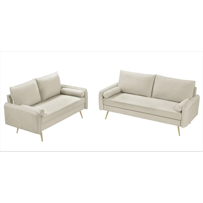 Villeda Velvet Mid-century modern 2PCS living room set