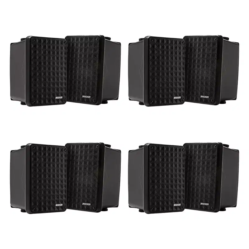 Kicker 46KB6B Black Indoor / Outdoor full-range, high-efficiency Speakers, Bundle - 8 Speakers