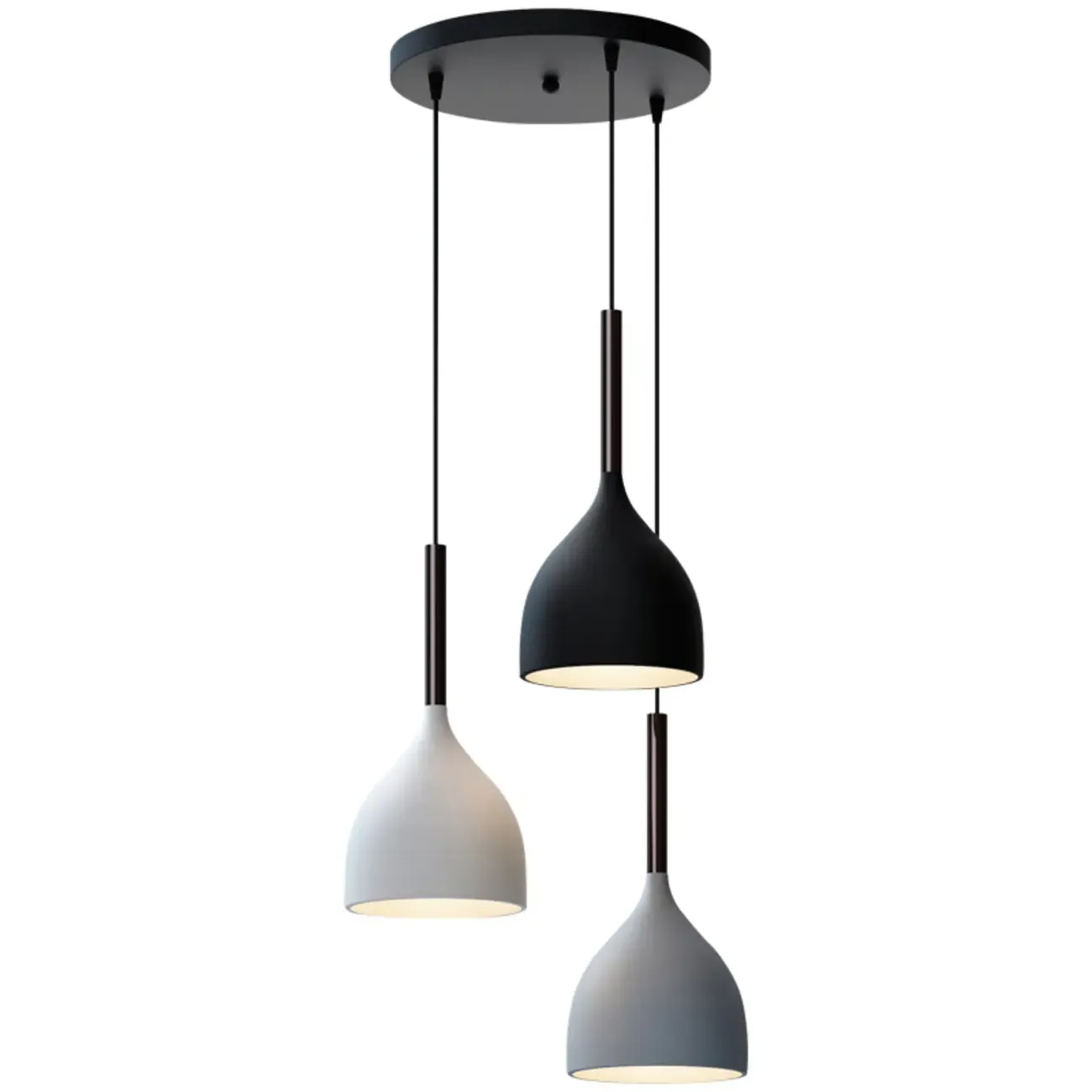 Cool Tone Metal Dome 3-Light Island Pendant Light