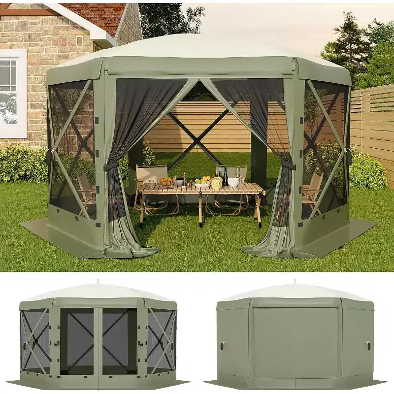 11.5x11.5 FT Gazebo,Pop Up Canopy Tent, Large Gazebos with Sidewalls, Screened in Gazebo,carpas para Patio,Portable Screen Tents Outdoor Camping