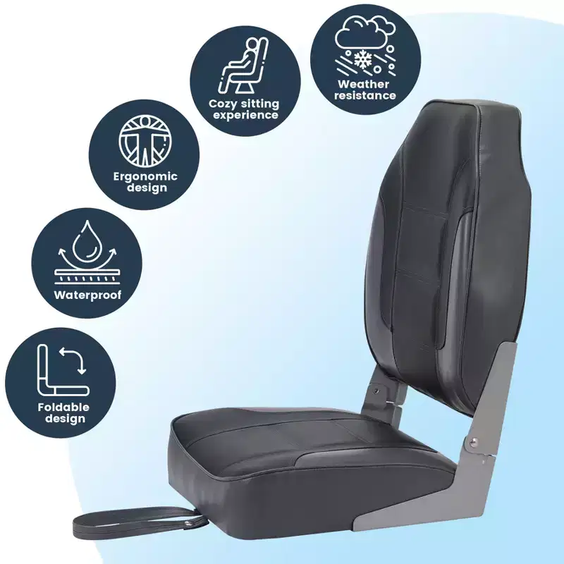 Boat Seats 2 Packs, Folding High Back Fishing Waterproof Pontoon Boat Seat, Boat Chairs with Stainless Steel Screws, Thickened Cushion