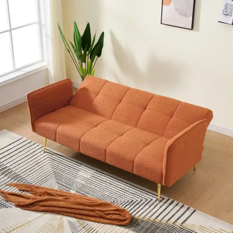 79.92  Teddy Velvet Upholstered Sofa Bed with Adjustable Back and Armrests