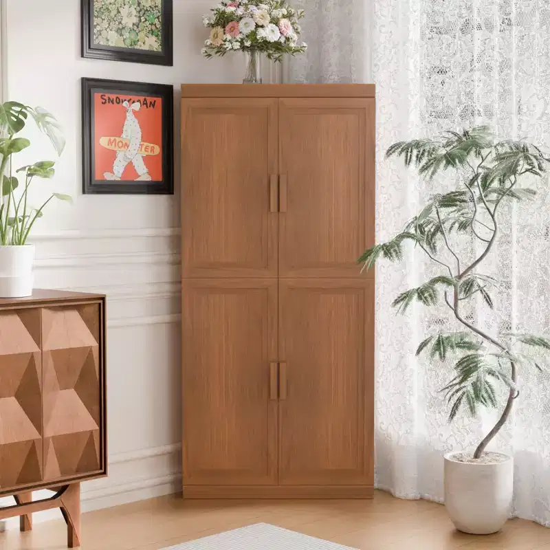 MAYEERTY Modern 4 Doors Utility Storage Cabinets Efficient Storage for Living Room Dining Room Bedroom Beige 2 Piece